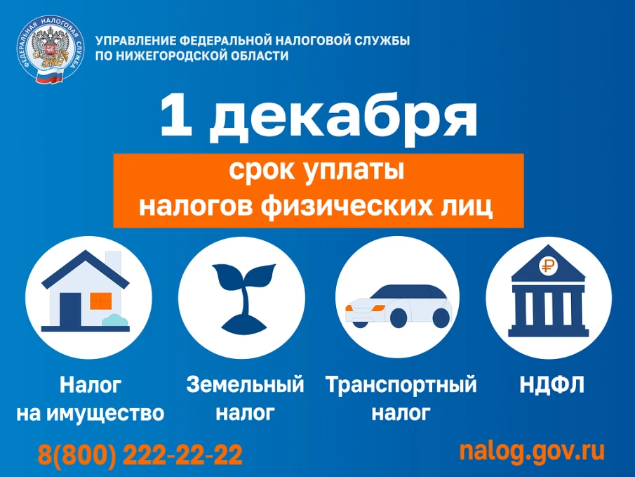 1 декабря 2025 года - срок уплаты имущественных налогов физическими лицами за 2024 год. На что стоит обратить внимание и как исполнить свою обязанность по уплате налогов в срок.